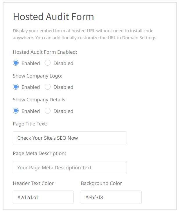 customize hosted embed form